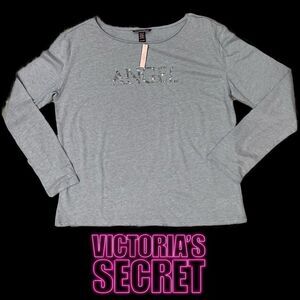 NWT women’s gray Victoria’s Secret long sleeve T-shirt w/angel logo sz L